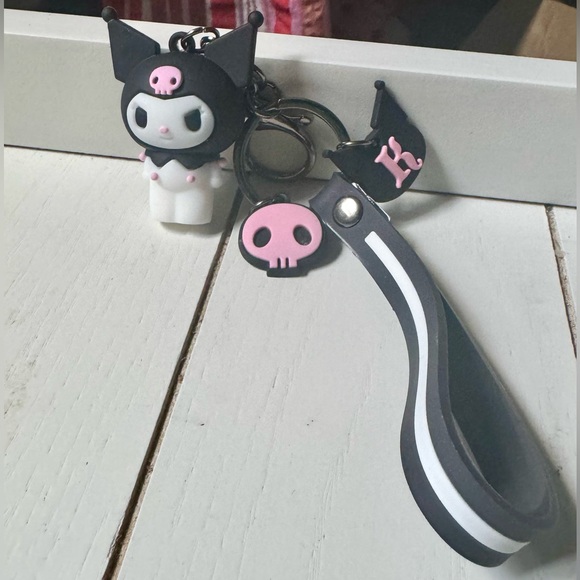 Kuromi Keychain Bag Charm with Wristlet NIP Hello Kitty & Friends - Picture 3 of 4